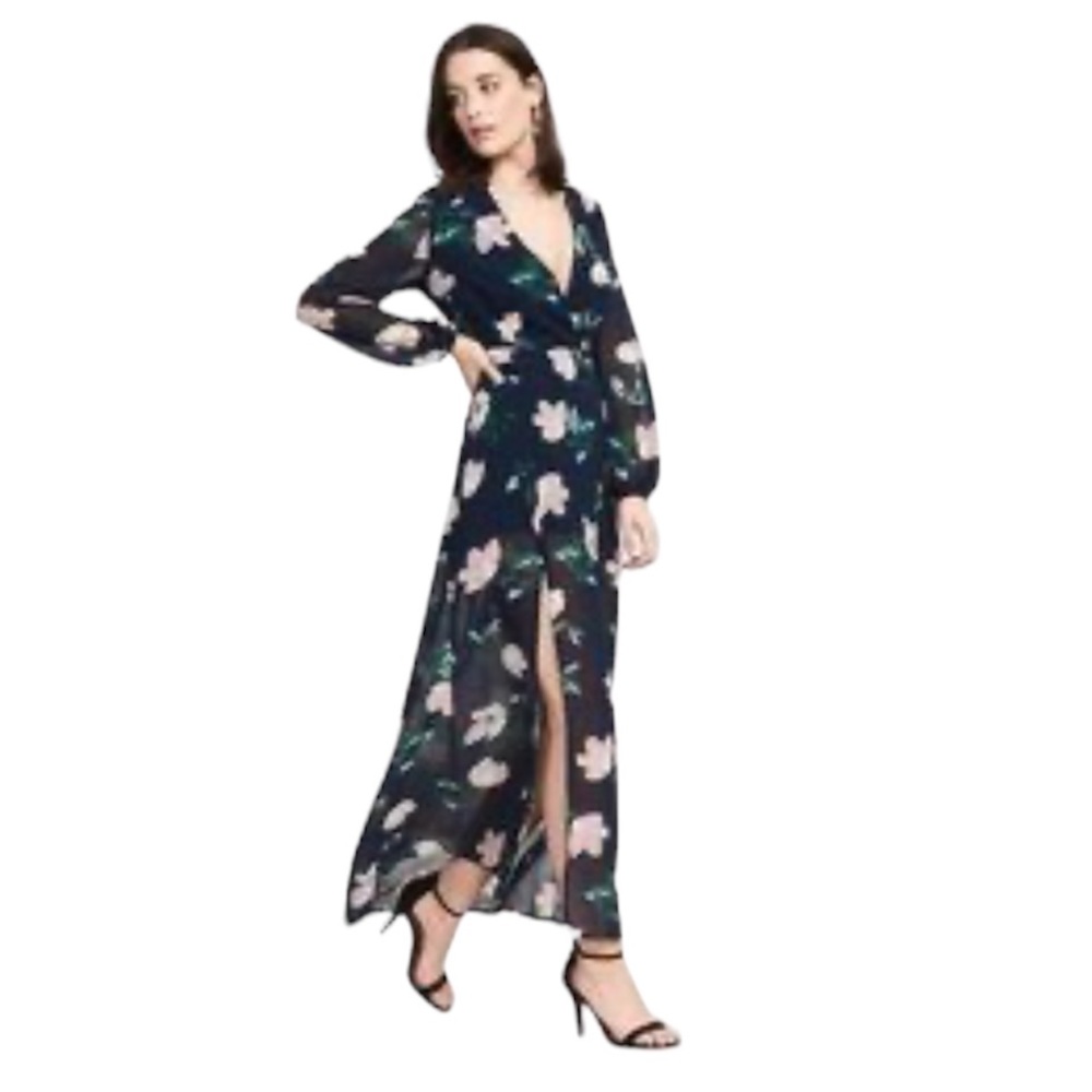 Dynamite Long Sleeve Black Floral Maxi Dress